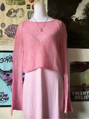 🌸 Staud Pink Ribbed Boatneck Lightweight Sweater 🌸